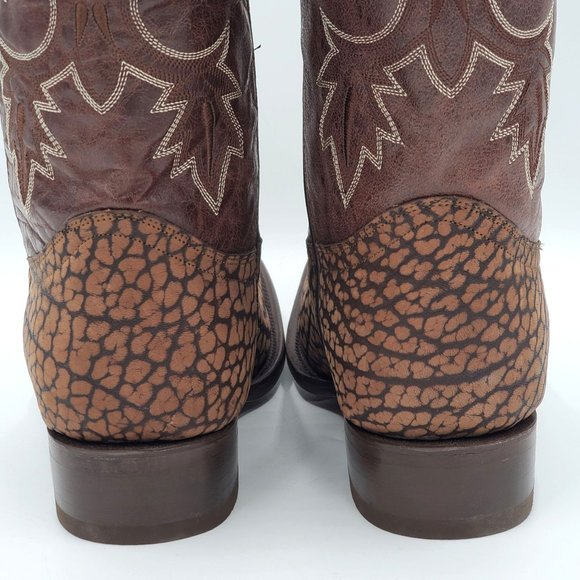 JW Ranch Leon Mexico crafted mens 9.5 brown suede bull neck cowboy western boots - Picture 5 of 16